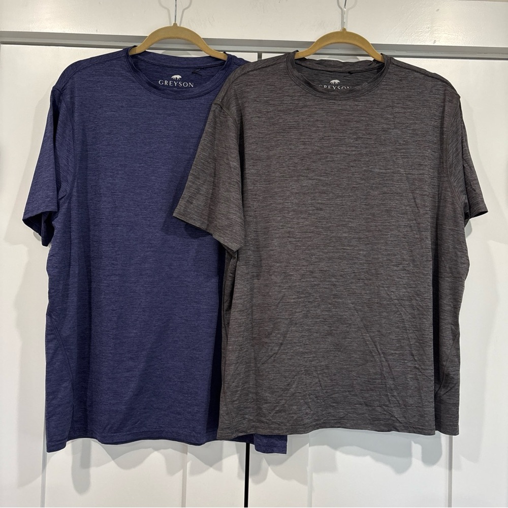 Lot Of 2 Greyson Men's Sport Performance Shirts Size Large Brrr Tech Gray Blue